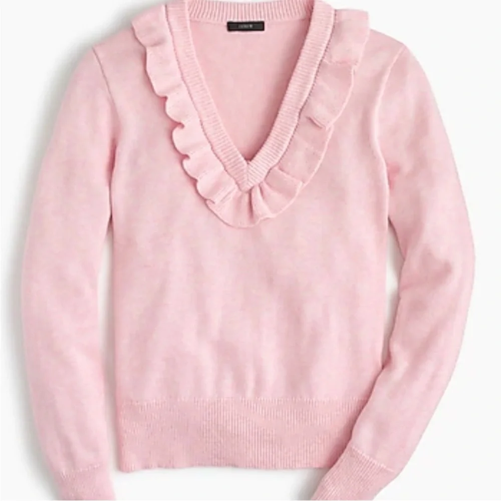 J.Crew Ruffle V-neck sweater